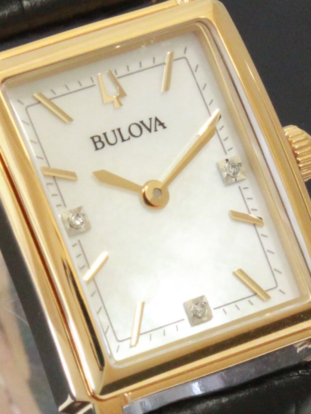 Bulova Ladies Sutton Classic Watch Diamond Accents MOP Dial Black Leather 21mm - Picture 9 of 11